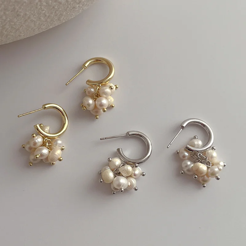 

Minar Delicate Baroque Freshwater Pearl Strand Dangle Earrings for Women Gold Silver Plated Copper Earring Party Wedding Jewelry