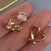 trendy irregular heart ear clips for women gold metal geometric earring without piercing daily ear cuff aesthetic jewelry gift