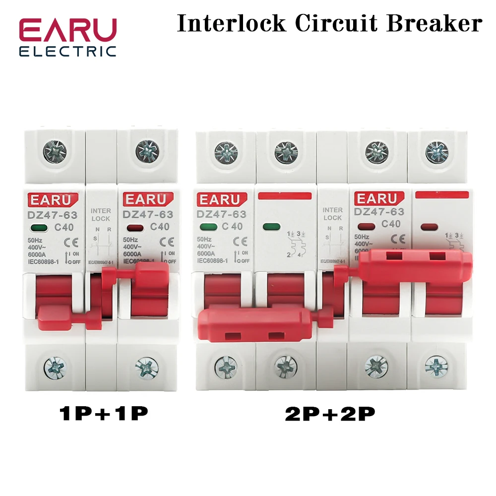 1P + 2P MTS AC Двойной источник питания ручной блокировочный выключатель на Din-рейку