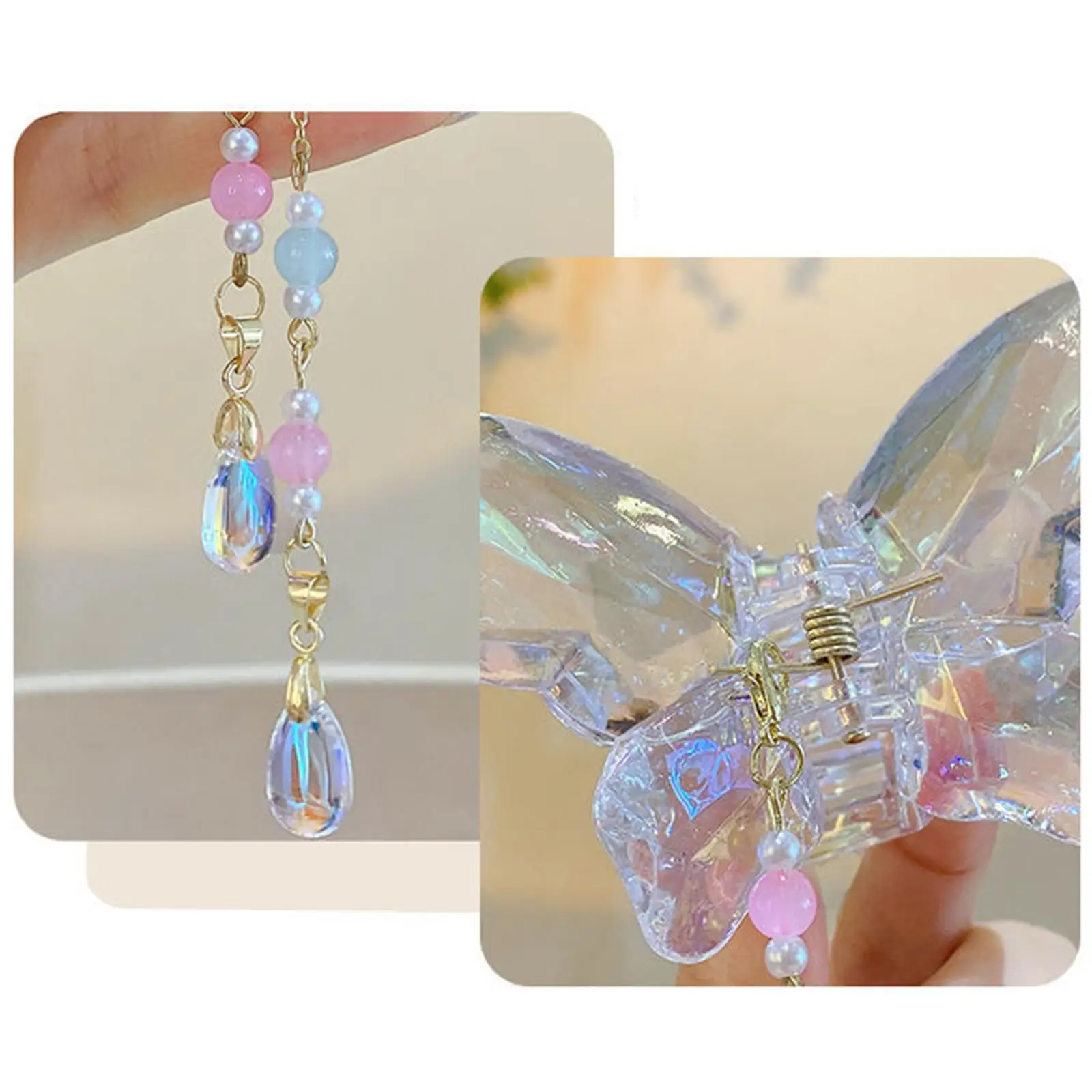 

New Hair Claws Clear Crystal Tassel Hair Hair Pendant Fashion Ponytail Accessories Hair Hairpin Women Claw Clips L2h5