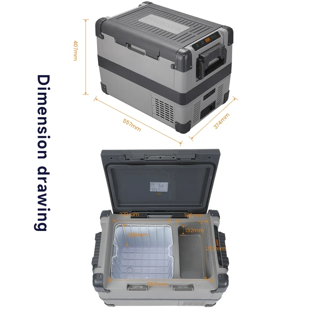 Evercool 33L DC 12v 24v AC 110V 220V Мини-автомобильный холодильник Портативный и морозильники