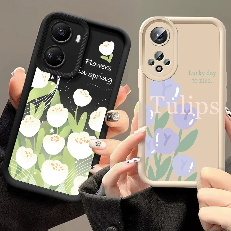 Мягкий силиконовый чехол с цветочным принтом тюльпана для Huawei Pura 50 70 Pro nova Y90 9 10 SE 11