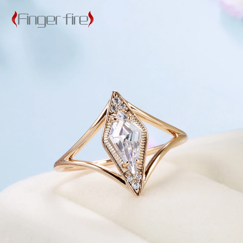 

Fashion Gold Plated Prismatic Rings for Women Anniversary Gift Beach Party Jewelry Work Noble