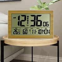 jimei h181h multifunctional large lcd display digital alarm clock with thermometer hygrometer wall clock