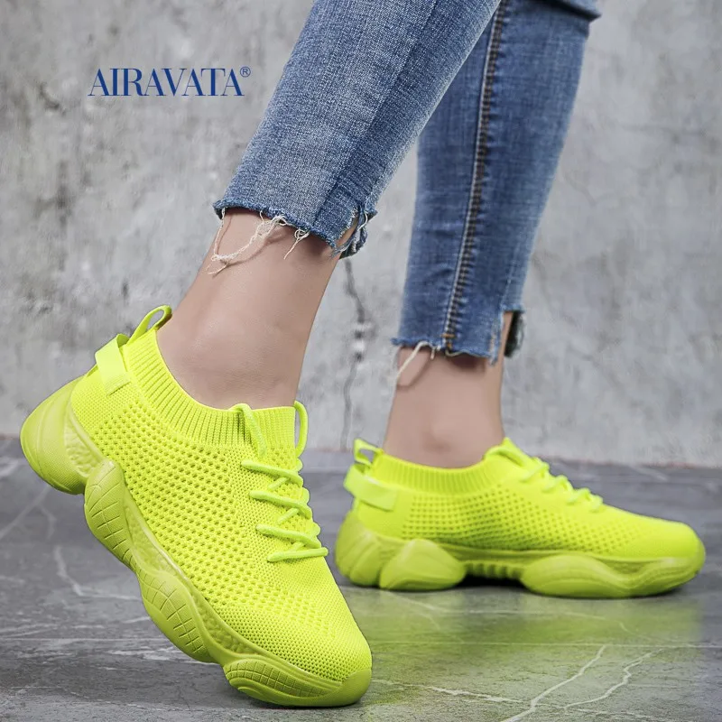 Plus Size Sneakers Women Summer Mesh Breathable Non-slip Running Sports Shoes Men Lace-up Solid Platform Ladies Trainers