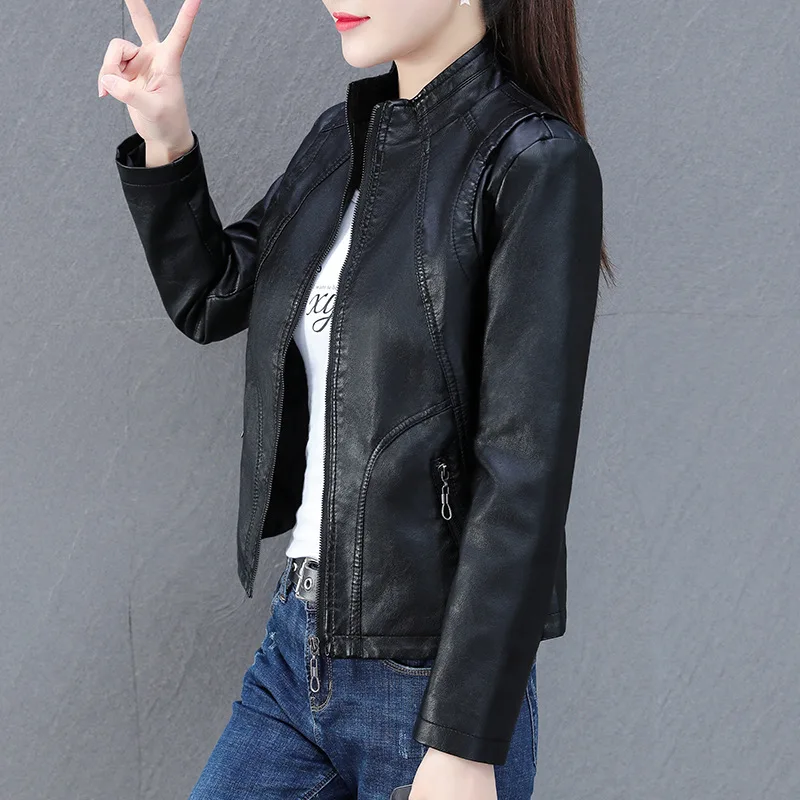 Skinny Short Leather Jacket Top Skinny  Chaquetas Coats Faux Leather Jacket  Jackets for Women  Faux Leather  Vintage  Zipper