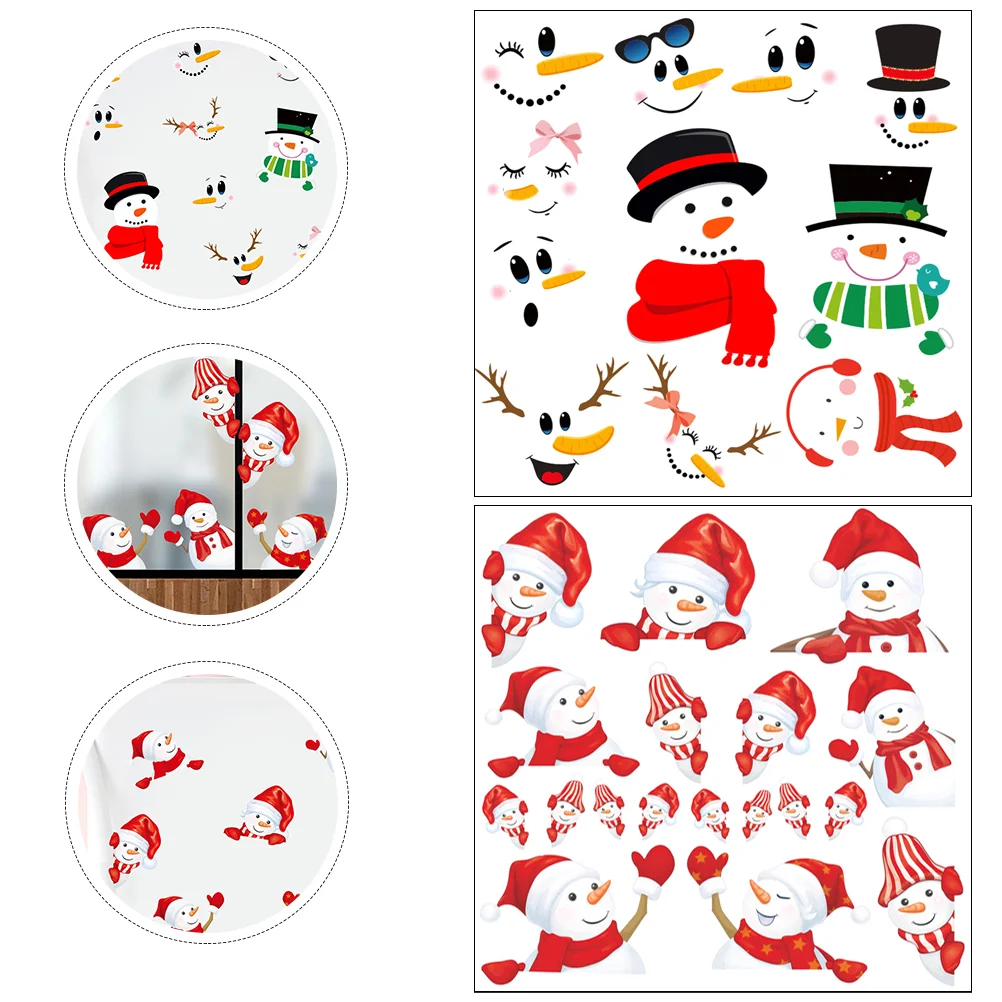 

Christmas Snowman Fridge Sticker Decal Refrigerator Stickers Window Wall Decoration Xmas Decor Clings Face Cling Holiday Home