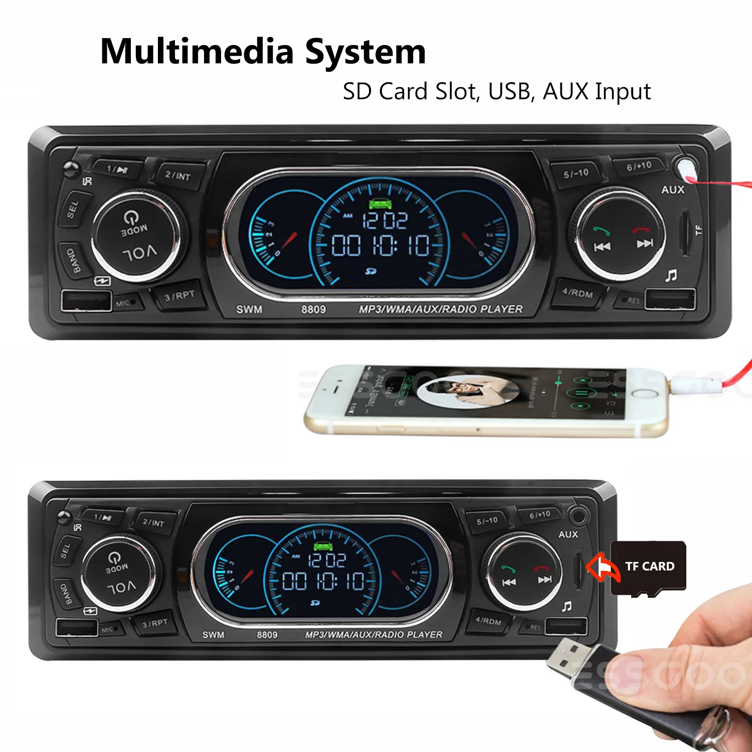 Автомагнитола ESSGOO 1 Din, MP3-плеер в машину, автомагнитола с Bluetooth, FM, автомобильный мультимедийный, TF, AUX, автомобильное аудио, стерео для автомоб... (art.: 3920bfbef3997) - 3920bfbef3997