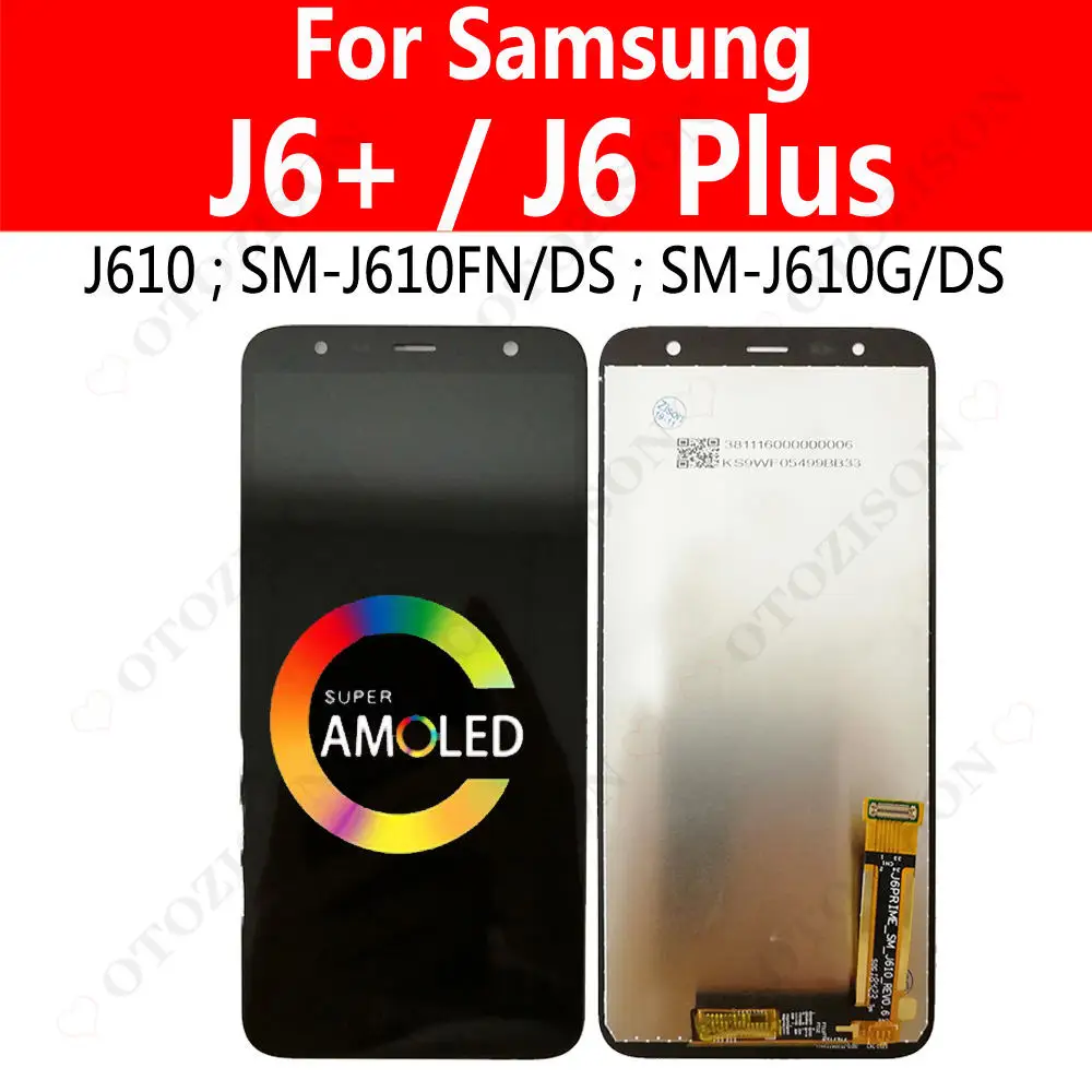 J6 Plus для Samsung Galaxy J6 + LCD дисплей SM-J610FN/DS J610G сенсорный экран дигитайзер в сборе J6Plus LCD J610 Замена