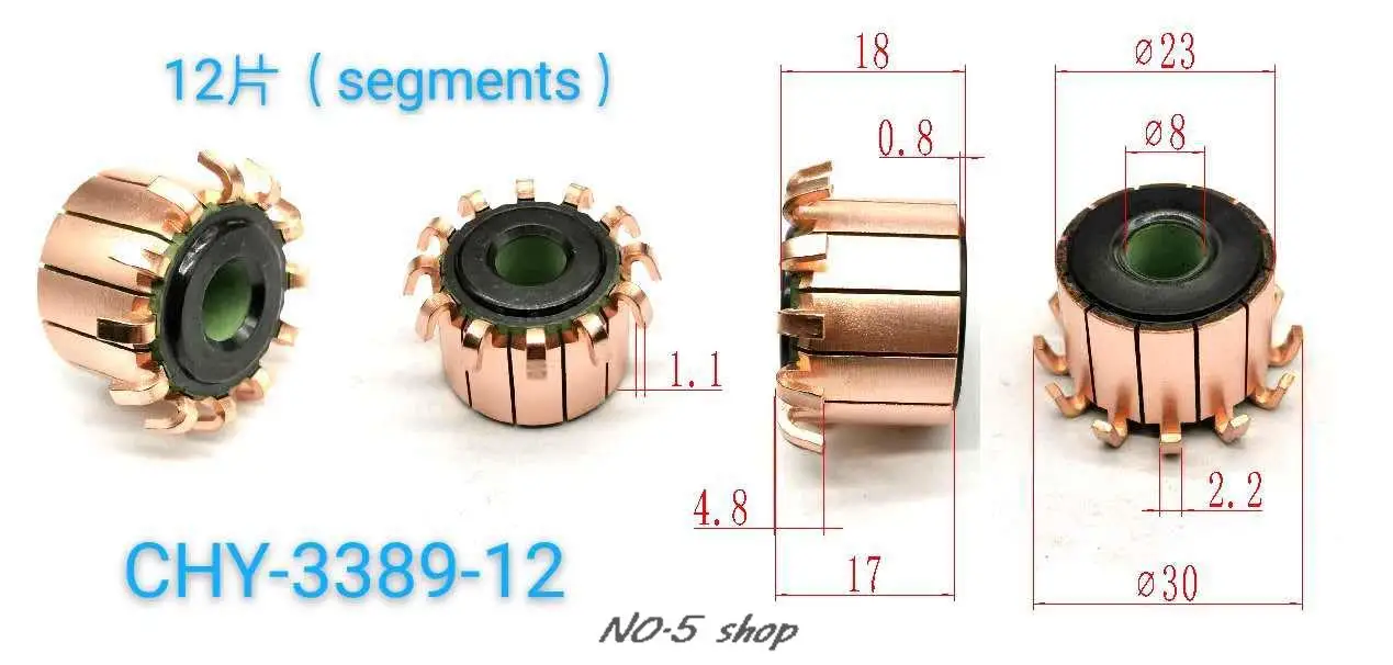 

10Pcs 23x8x17(18)x12P Copper Bars Electric Motor Commutator