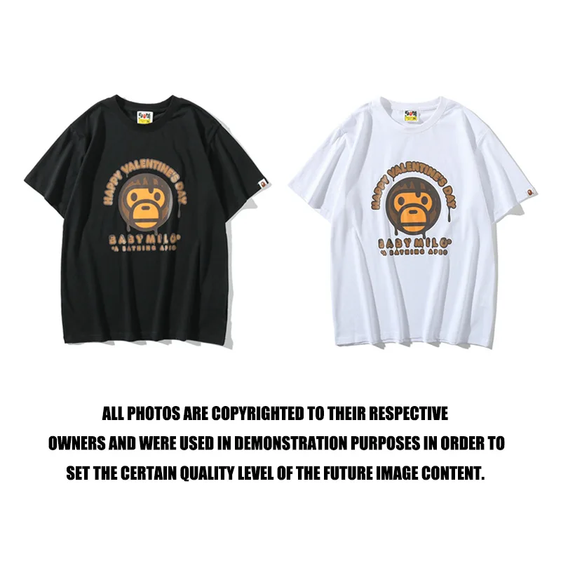 

Bape Summer Tshirts Tops New Fashion Letter Monkey Ape Print Men And Women Tee Round Neck T-shirt Pure Cotton Camisetas Hombres
