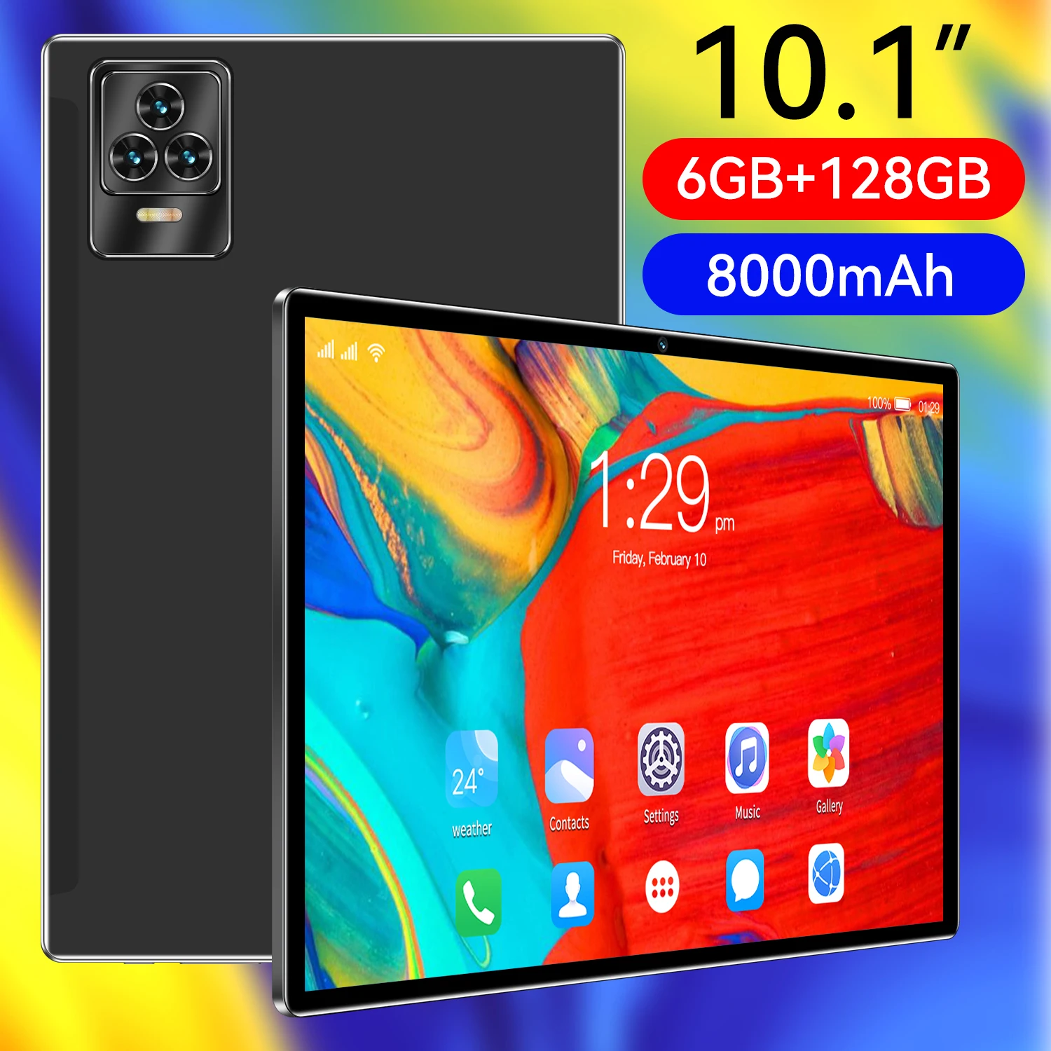 

New Tablet Android 13 6G+128GB Global Version WiFi Tablet PC 10.1 Inch Dual SIM Card Tablet 5G Call Phone GPS Bluetooth Gifts