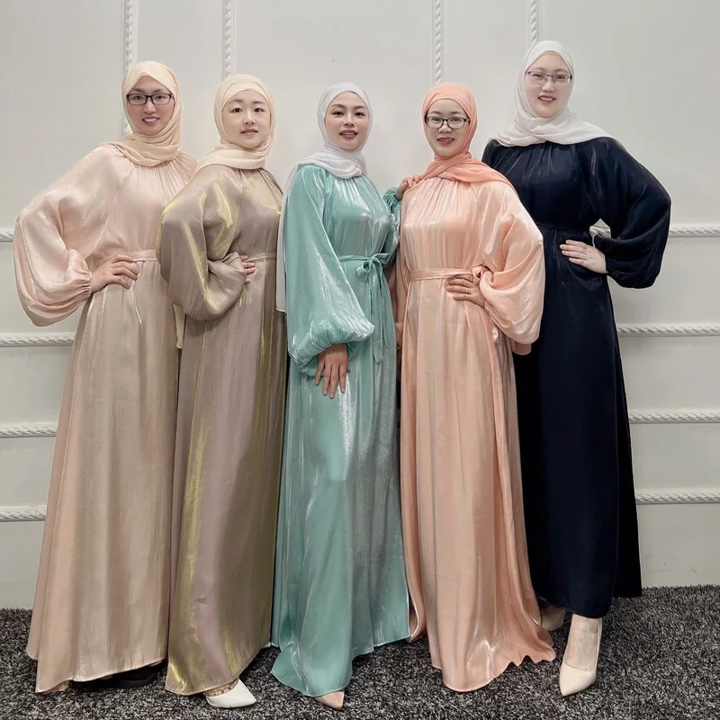

Middle East Turkey Solid Color Plus Size Grace Lace-up Robe Kaftan Moroccan Wedding Dress Muslim Abayas for Women Dubai 2022