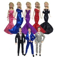 wedding gown and suit for barbie and ken dolls long party dress business suit set fashion show star clothing for 11 5inches doll