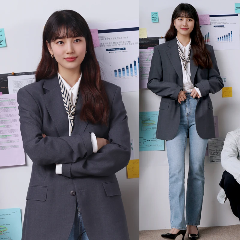 

START UP Korean Drama Suzy 수지 Office Ladies Blazer Long Sleeve Women's Suit Coat Jacket Women Blazers Female 2022 Streetwear
