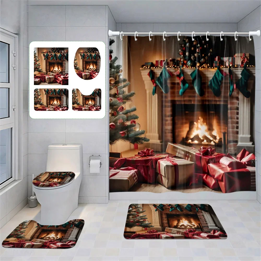 Шторы для домашнего душа декоративные водонепроницаемые тканевые Нескользящие