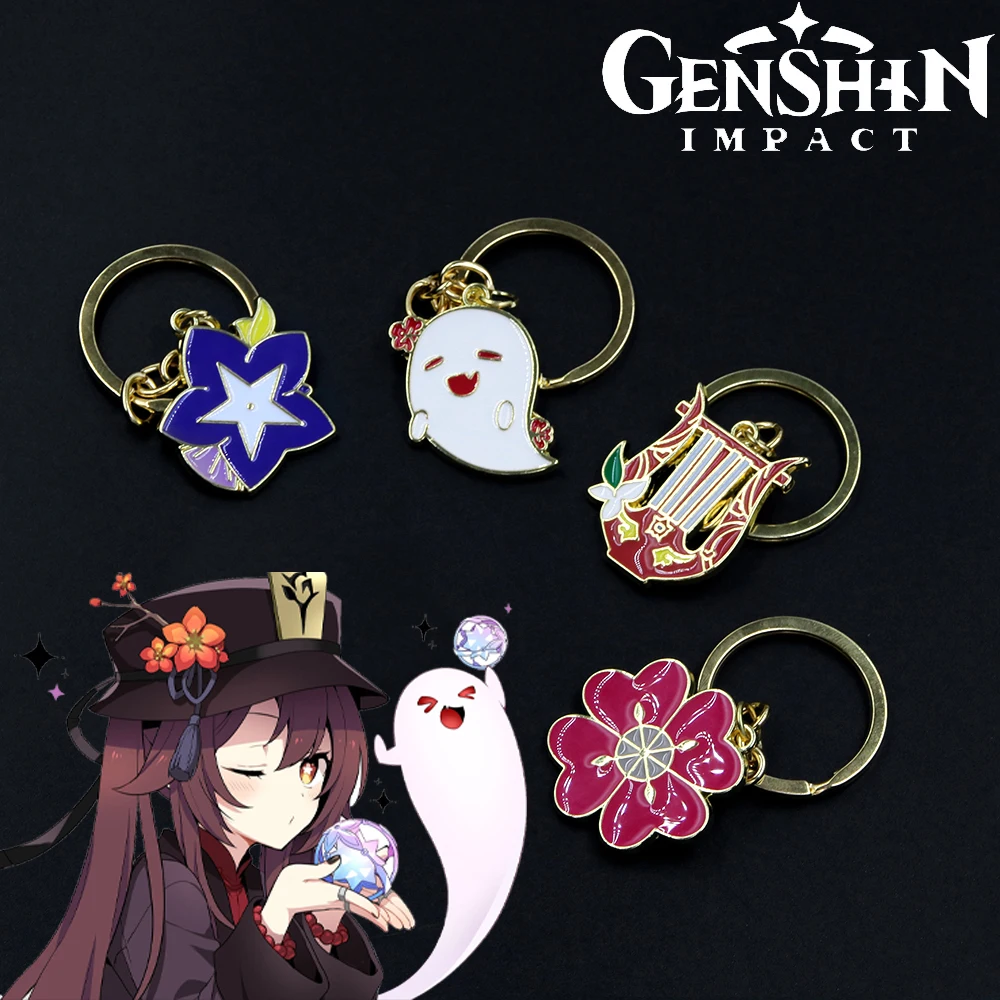 

Game Genshin Impact Venti Hu Tao Weapon Keychain Xiao Mask Alloy Pendant Cosplay Keyring Prop Game Fan Collectible Gift Jewelry