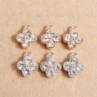 10pcs 12x14mm cute crystal flower charms for jewelry making diy drop earrings pendants necklaces handmade bracelets craft supply