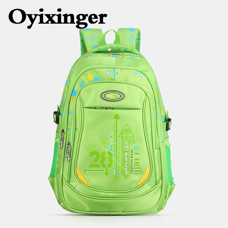 OYIXINGER 2022 студенческие сумки для начальной школы рюкзак для мальчиков и девочек прочный нейлоновый текстовый узор в полоску детский школьны...