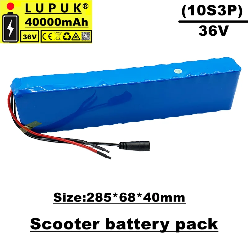 

Lupuk - lithium ion battery 10s3p 36V, 40000mah, 350/500w, suitable for bicycles, scooters, motorcycles and electric scooters