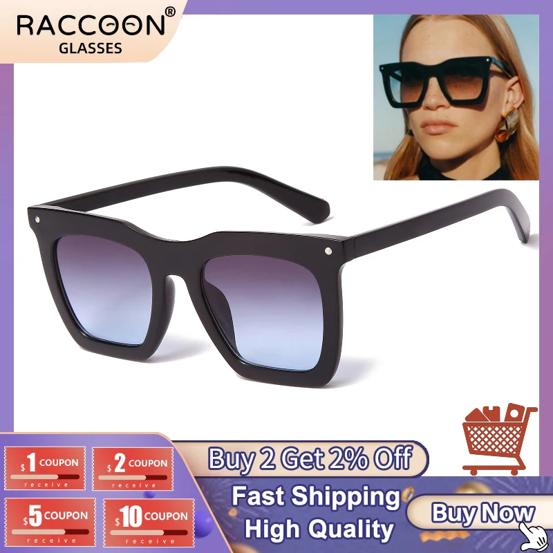 

Vintage Fashion Oversized Square Sunglasses Women Men Luxury Brand Designer Travel Retro Rivet Big Frame Sun Glasses For Female