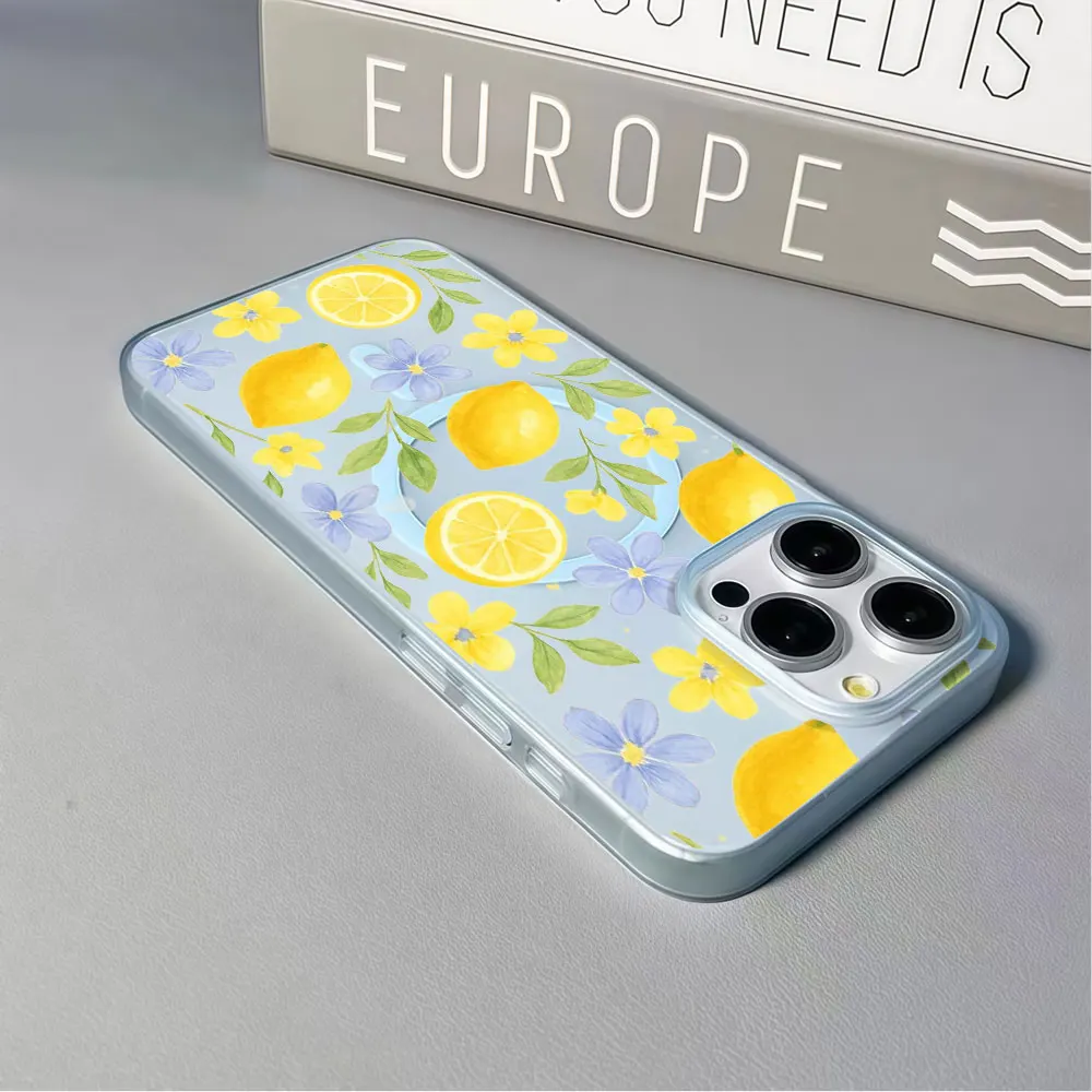 Фото Матовый чехол INS Leaf Lemon для Samsung Galaxy S26 S24 S25 FE Ultra Plus A57 A37 A36 A35 A56 A55 A07 с магнитом №3