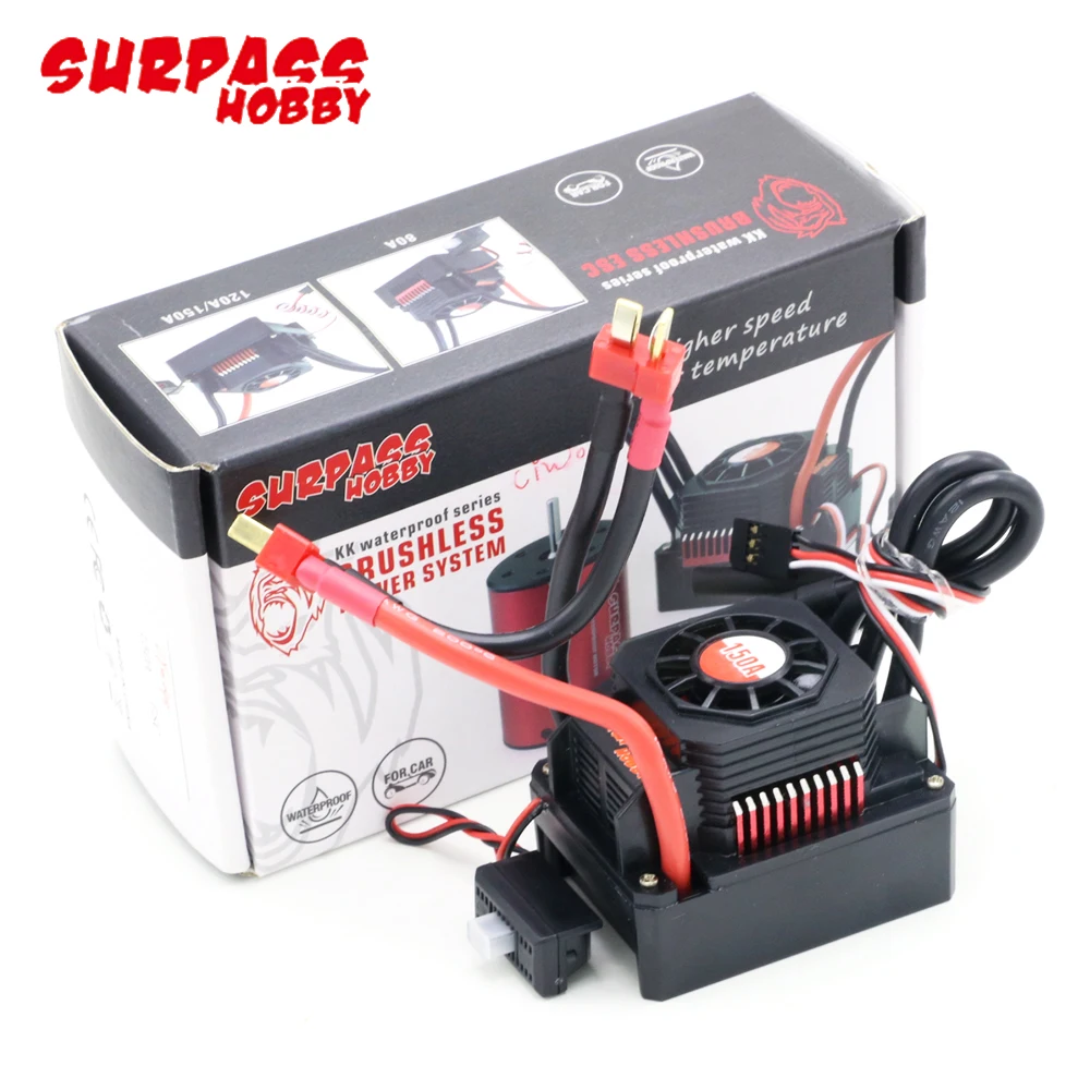 Surpass Hobby Waterproof 25A 35A 45A 60A 80A 120A 150A ESC Brushless Senseless ESC T/XT60 Plug For 1/8 1/10 1/12 1/20 RC Car Toy images - 6