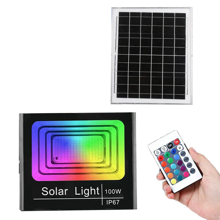 

RGB-светильник на солнечной батарее, с дистанционным изменением цвета, уличный водонепроницаемый прожектор на солнечной батарее для сада, патио, ландшафта, прожектор, сценический светильник