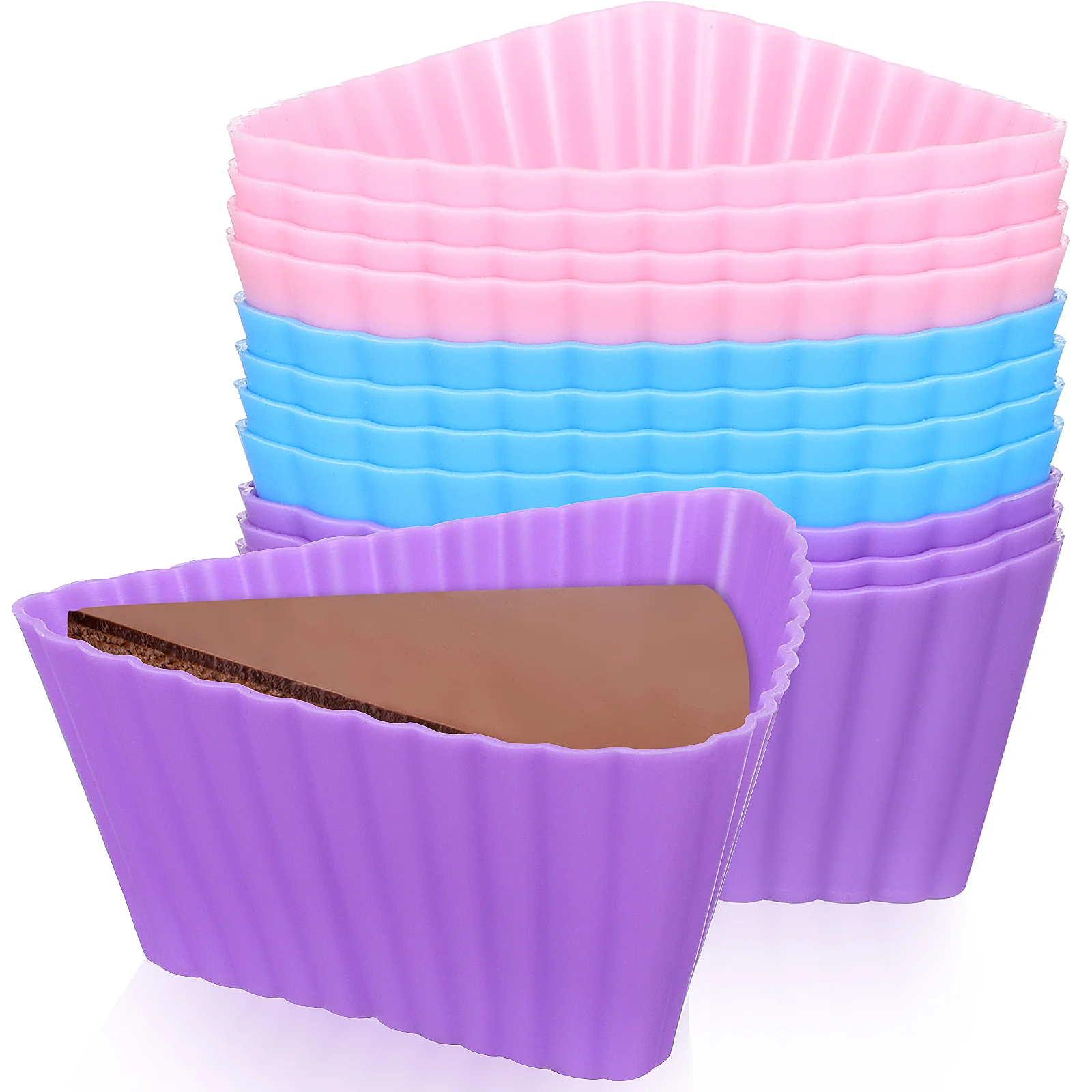 

12Pcs Silicone Cake Molds Cupcake Liners Triangle Reusable Non-stick Pudding Jelly Puff Mold for Baking