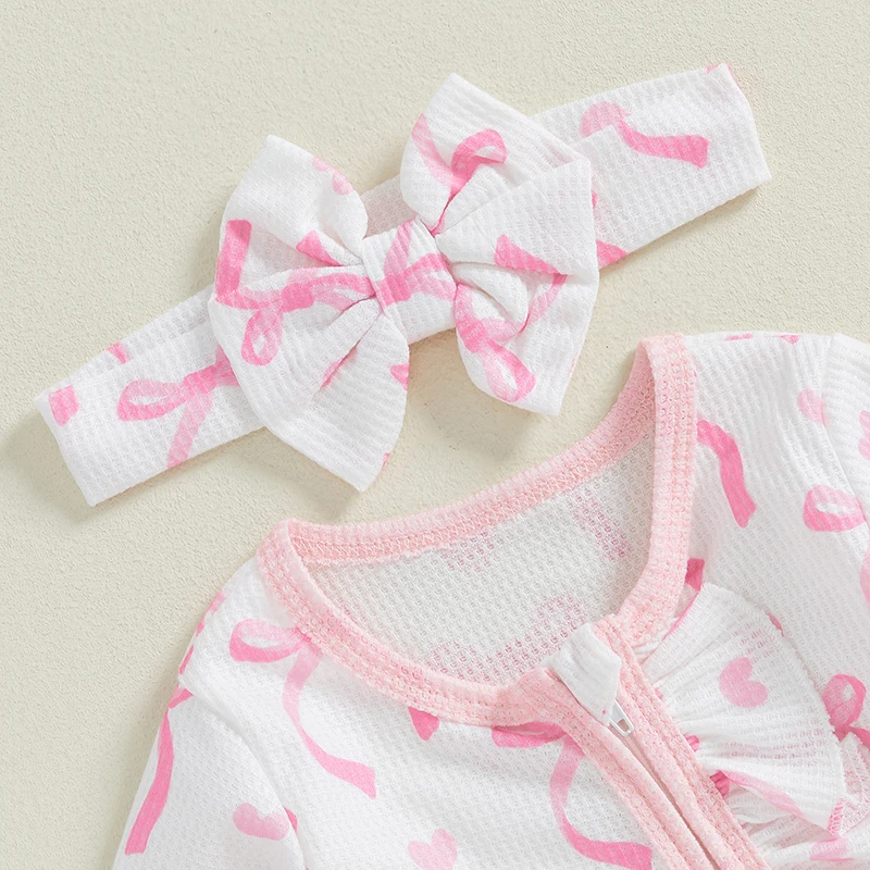 Комбинезон для новорожденных девочек Осенний комбинезон с бантом длинным