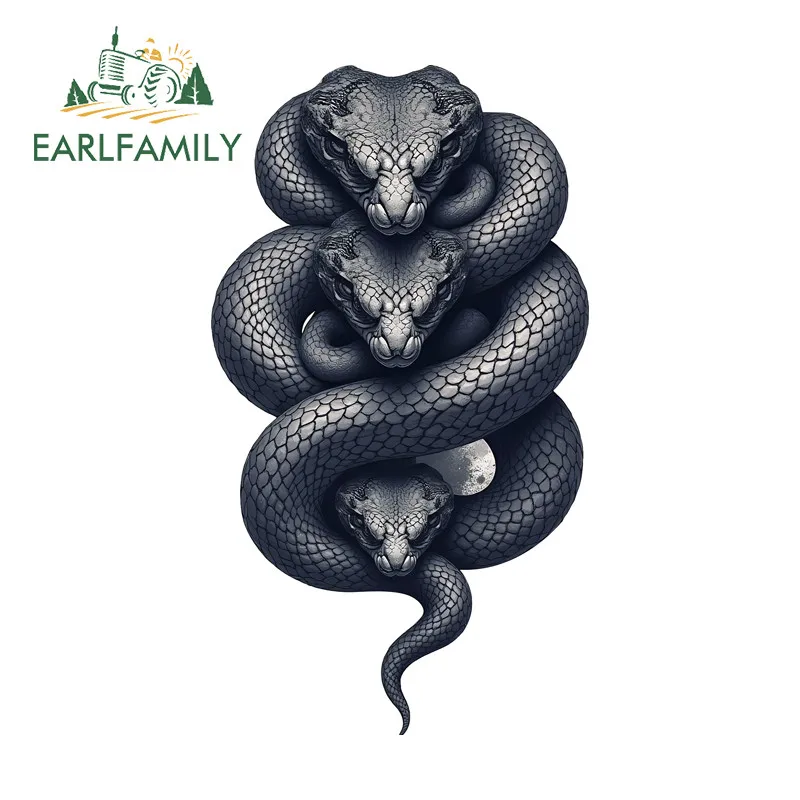 

EARLFAMILY трехголовая змея мультяшная наклейка на автомобиль лобовое стекло скейтборд водостойкая виниловая наклейка устойчивая к царапинам защита двери автомобиля