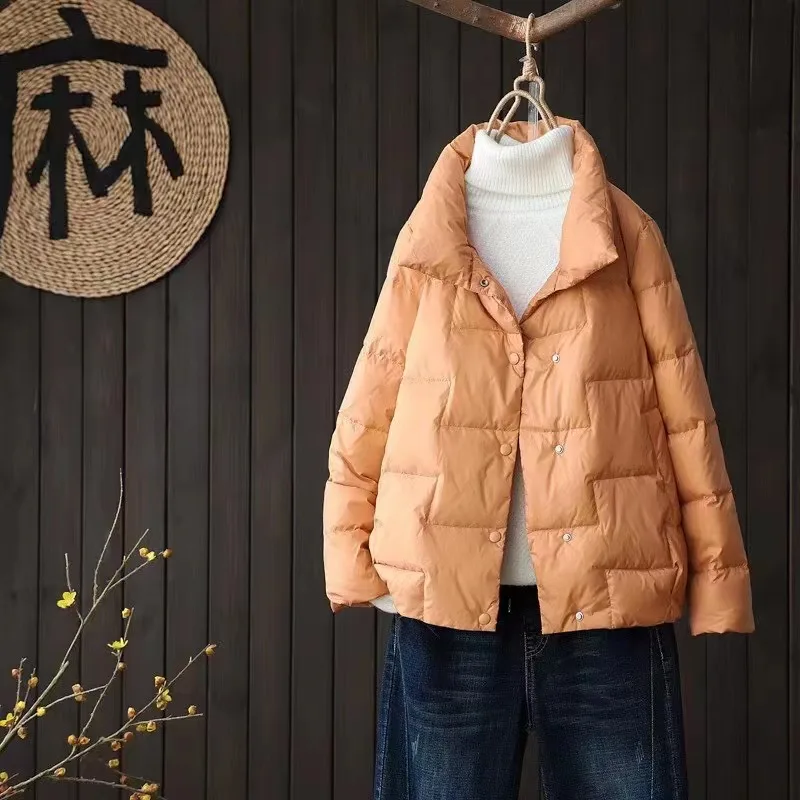 

Ladies Stand Collar Slim Short Light Down Jacket Women's Down Jacket Parkas Parkas Mujer Invierno 2022