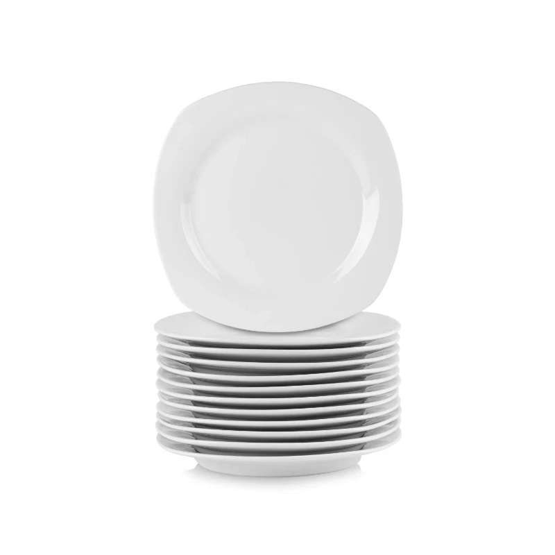 

7.5" Catering Square Ceramic Salad Plate, Set of 12, White