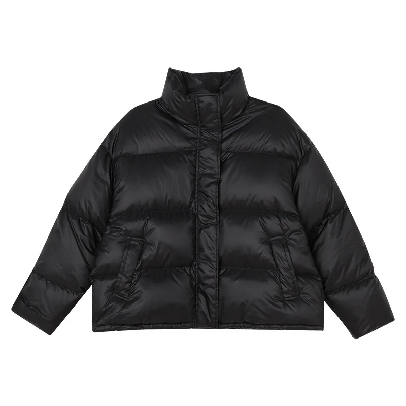 Standing Collar Short Shirts and Blouses Jacket Woman Winter 2023 Oversize New In Outerwear Spring Female Parka Demi-season