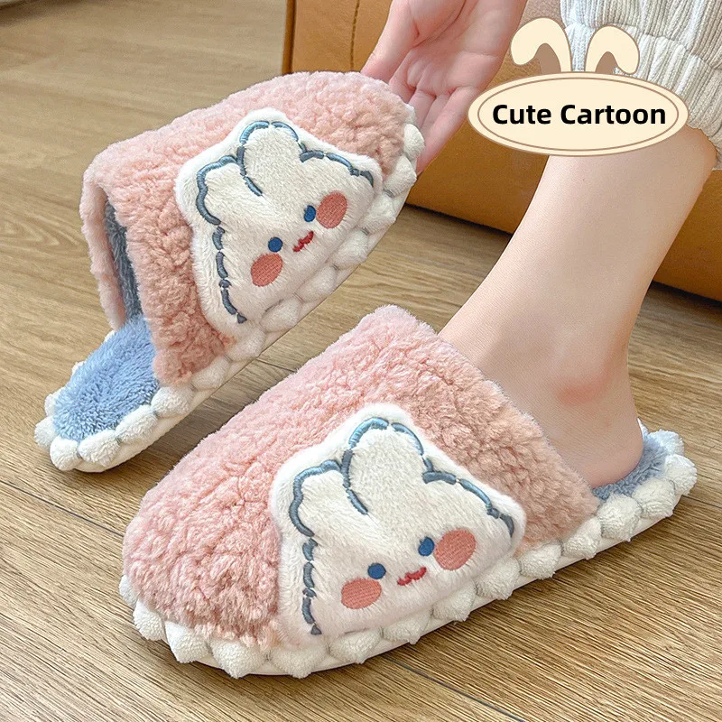 Couples Cotton Slipper Women Winter Cute Household Cartoon Woolly Slipper Winter Indoor Men Home Fuzzy Shoes