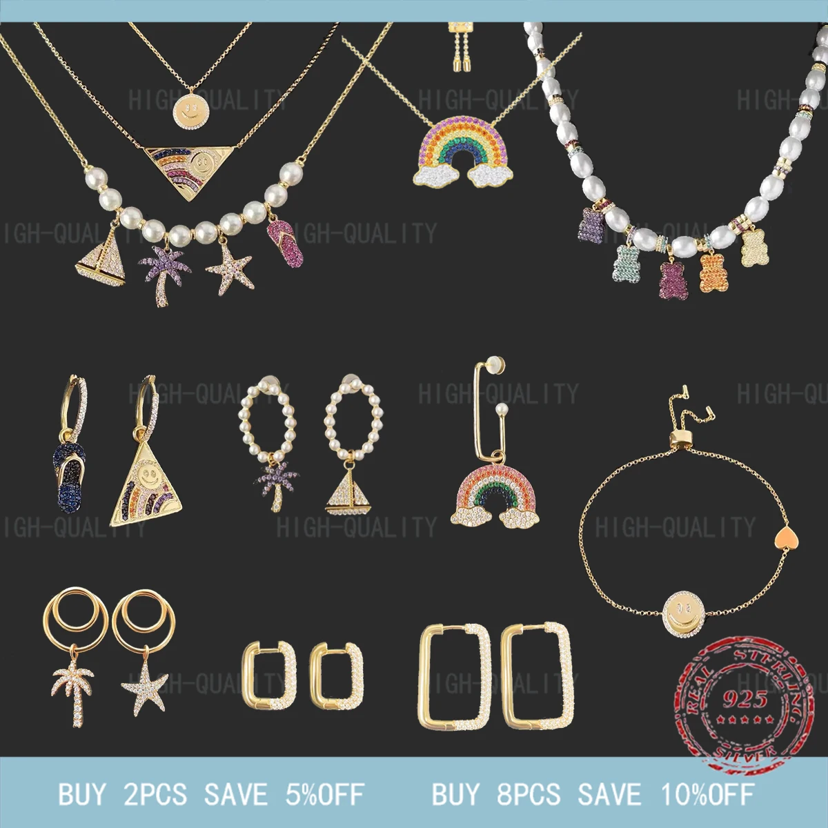 

June, 2022 new temperament, fashion, personalized coconut rainbow smiling face jewelry, funny herringbone flip-flop Earrings