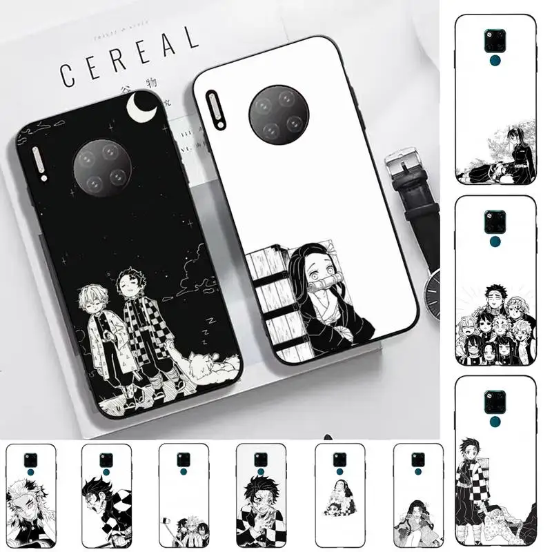 

Anime Demon Slayer Black And White Phone Case for Huawei Mate 20 10 9 40 30 lite pro X Nova 2 3i 7se