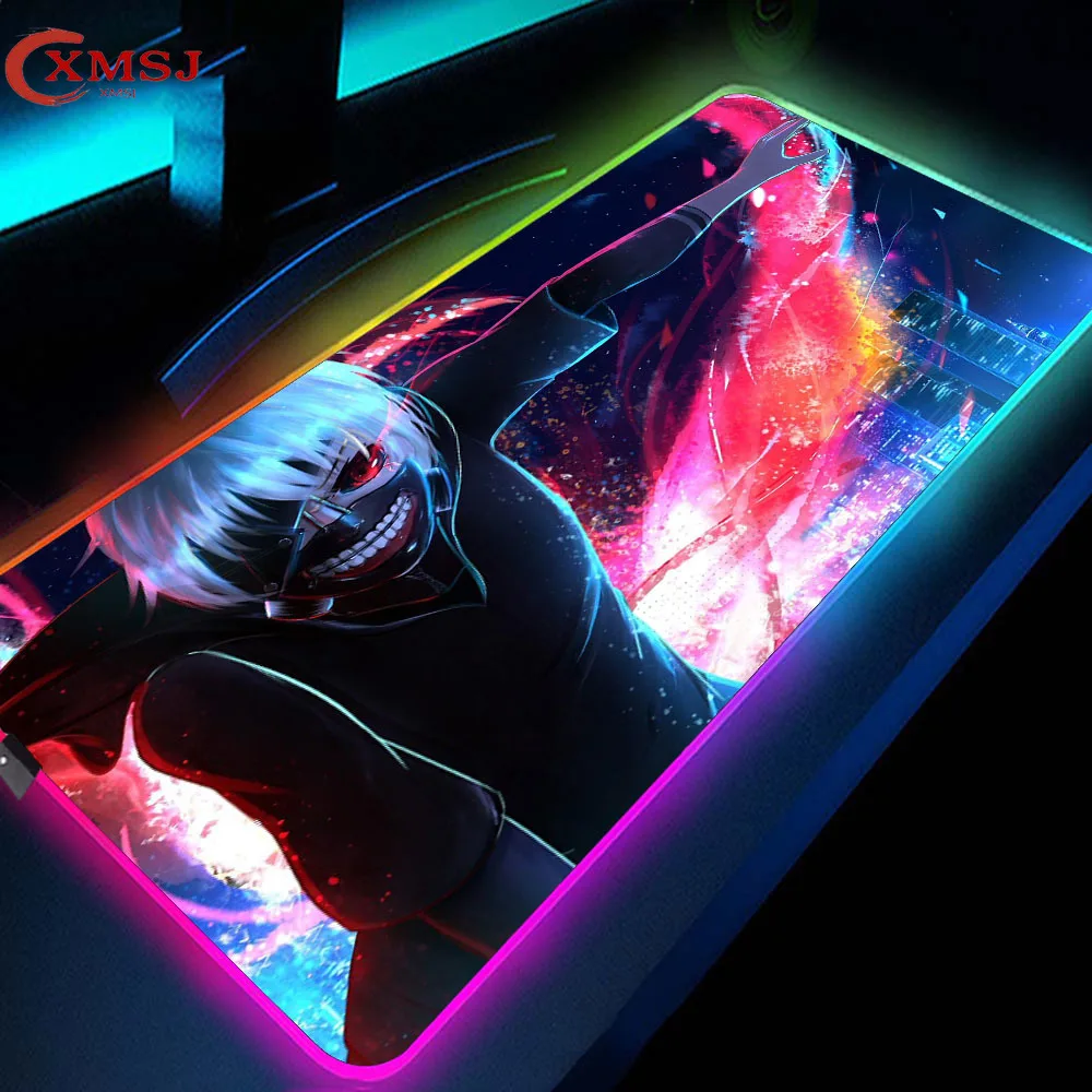 

RGB Tokyo Ghoul Mouse Pad Best Selling LED Large Gaming Accessories Notebook Mouse Pad Office Home Carpet Desk Pad XXL90X40 LOL