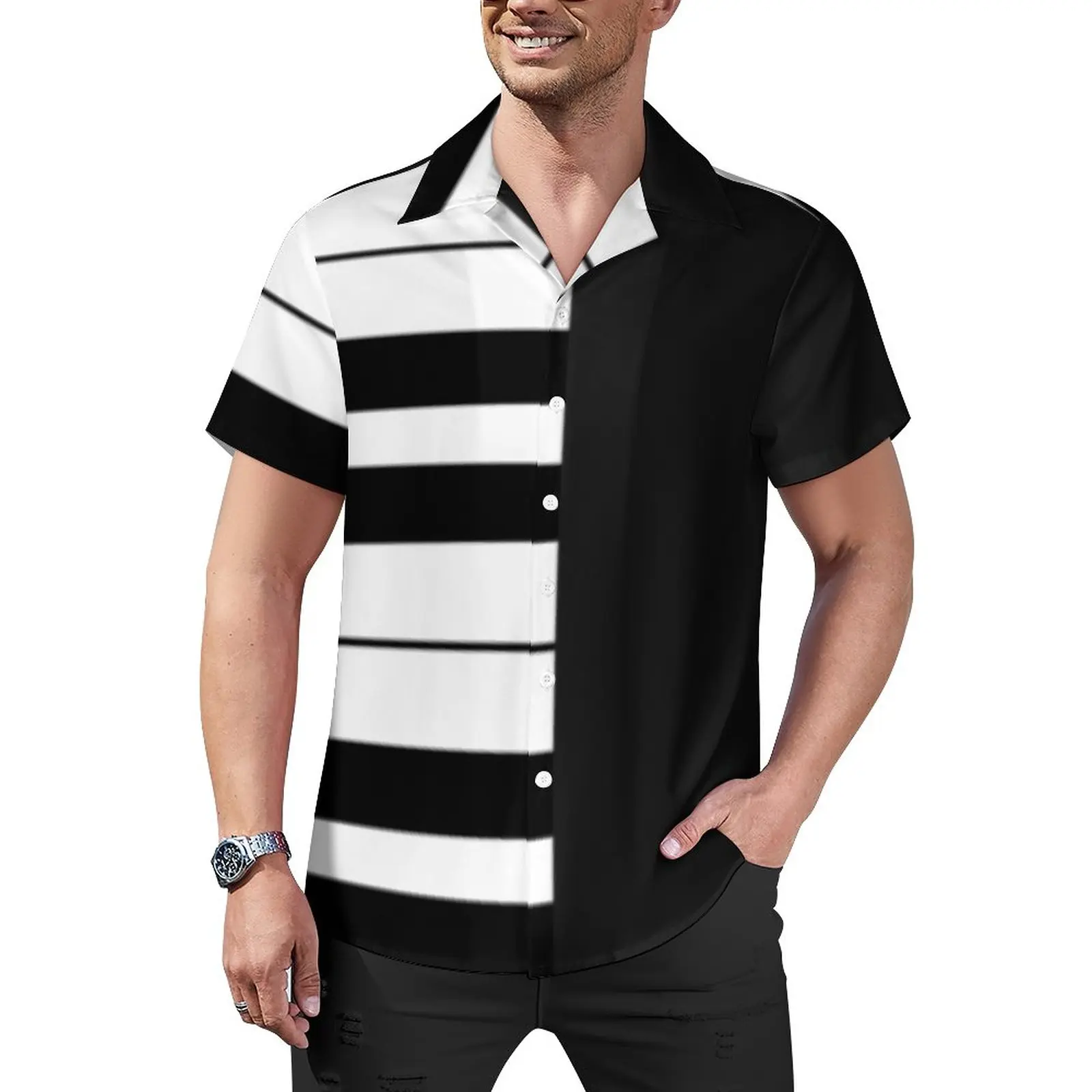 

Рубашка мужская оверсайз с принтом «пианино-клавиши»