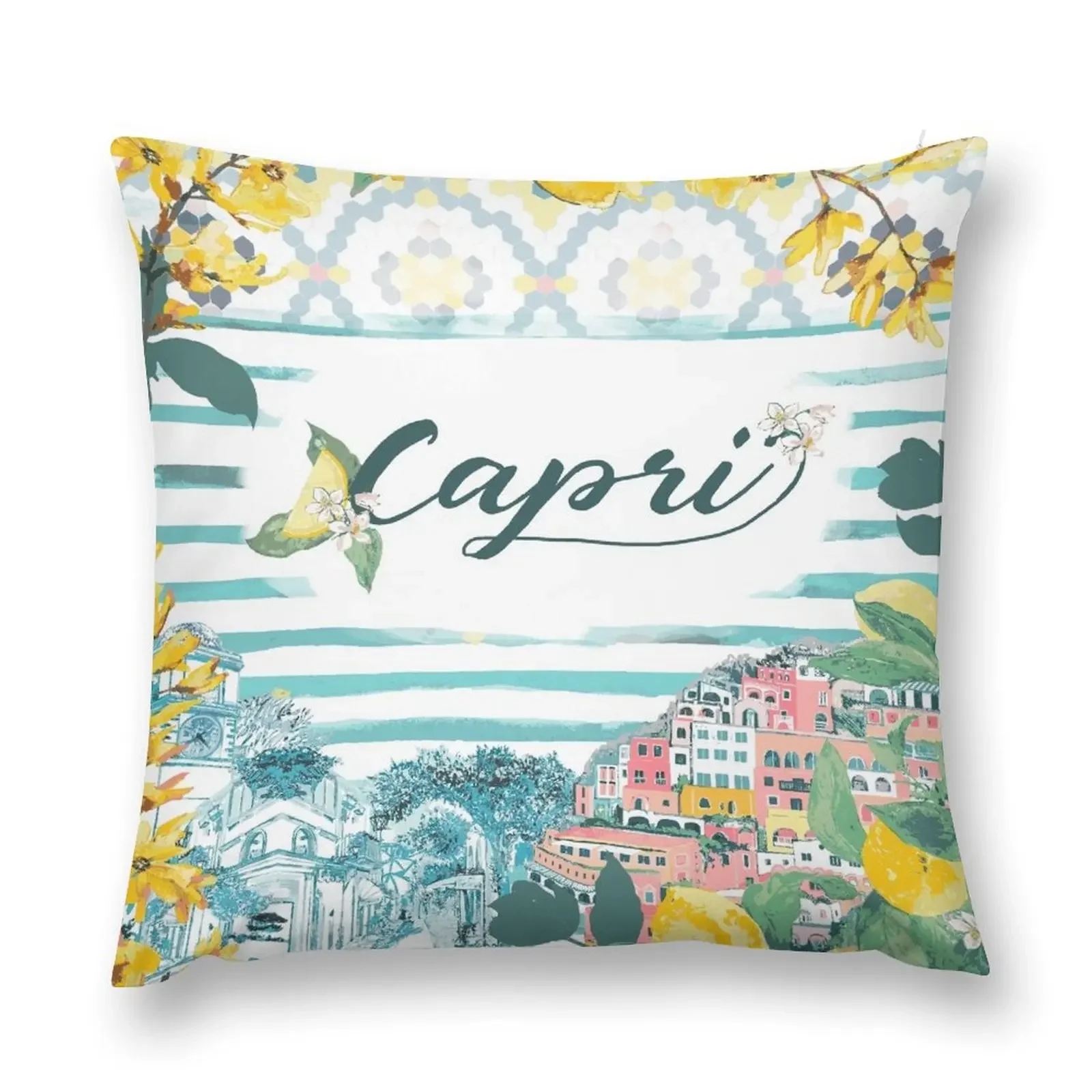 Capri Sprrento Positano - Италия художественный постер Декоративная подушка Роскошная