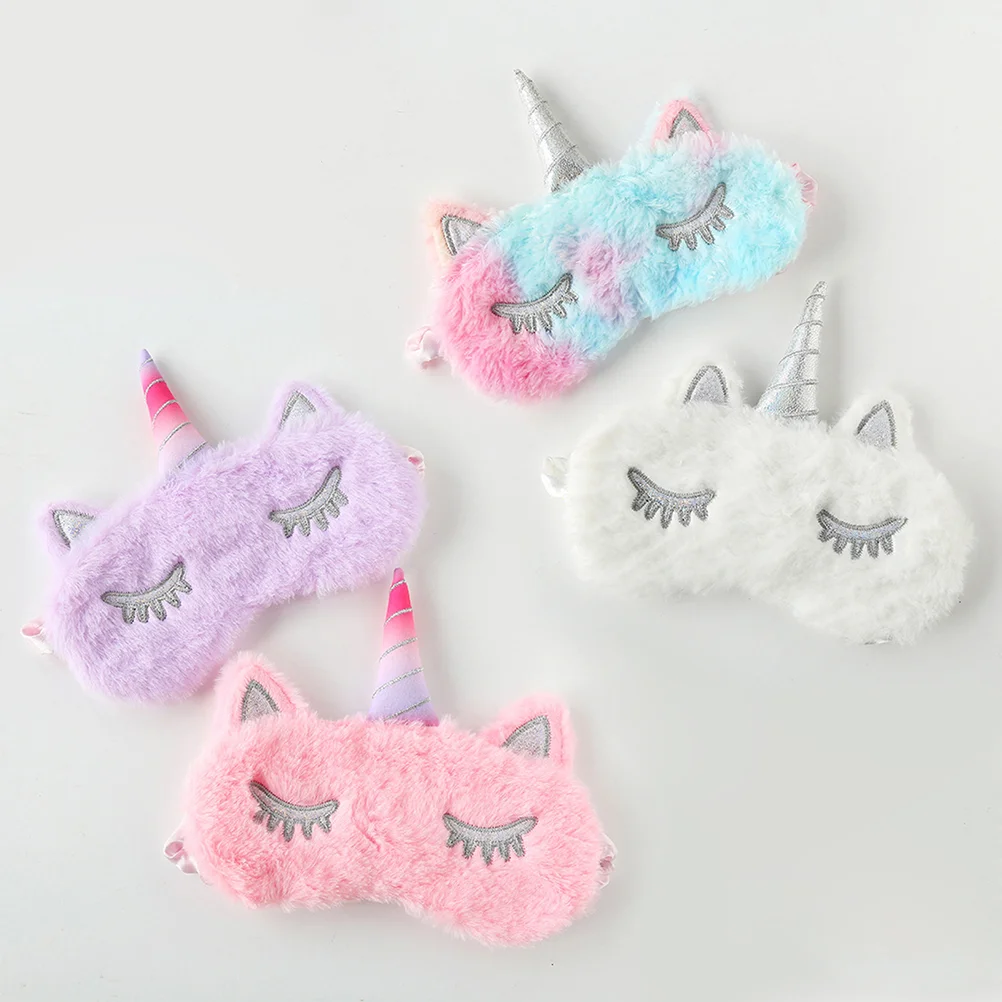 

Eye Sleeping Kids Plush Fluffy Blindfolds Silk Night Patch Blindfold Animal 3D Soft Shade Blackout Blockout Covers Girls Cover