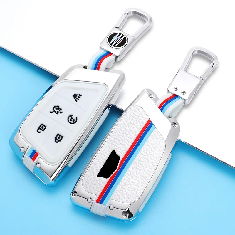 

Car Remote Key Case KeyChain Key Cover Bag for Cadillac CT4 CT5 CT4-V C8 Corvette 2019 2020 2021 Escalade Girl Auto Accessories