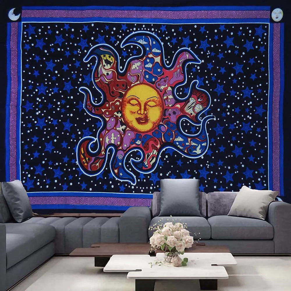 

Гобелен Sun Mandala, Настенный декор для комнаты, макраме в стиле бохо