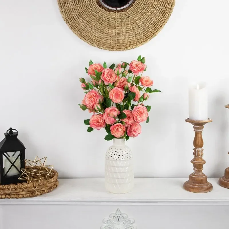 

Lovely Set of 6 Pink Real Touch Artificial Camellia Rose Floral Sprays 23"