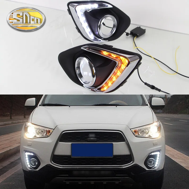 SNCN LED Daytime Running Lights for Mitsubishi ASX Outlander Sport 2013 2014 2015 12V ABS DRL Fog lamp cover driving lights
