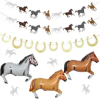 Horse Birthday Party Decorations Horse Racing Horseshoe Garland Horse Foil Balloon for Boys Girls Baby Shower Party Supplies