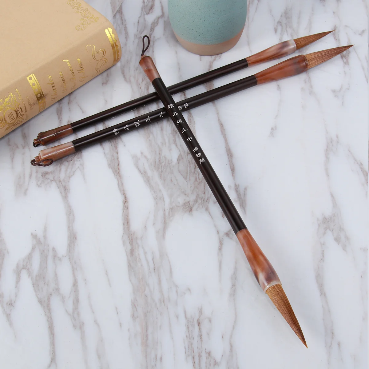 

3Pcs Durable Wolf Hair Chinese Caligraphy Kanji Japanese Sumi Drawing Brush(Size)