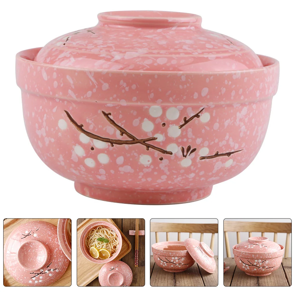 

Bowllid Soup Ceramic Pot Noodle Bowls Stew Serving Steam Tureen Porcelain Instant Ramen Cupsteaming Lids Stock Asian Birds Small