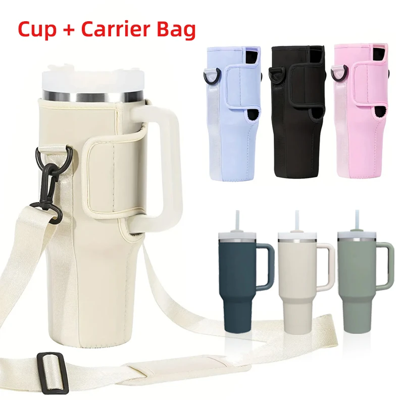 

40oz Thermos with Handle Water Bottle 304 Stainless Steel Vacuum Insulated Tumbler with Carrier Bag Travel Car Tea Coffee Mug