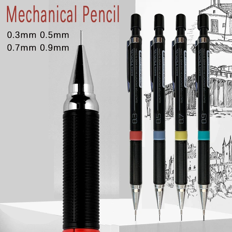 With Refill Rods Set 0.3mm 0.5mm 0.7mm 0.9mm Automatic Pencil Replaceable Leads Office School Stationery